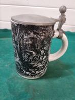 bierpul met jacht afbeelding en tinnen deksel, Verzamelen, Ophalen of Verzenden, 'T Olde Gre-j, Info@toldegrej.nl, Endepoelstraat 20f Didam