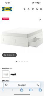 Bremnes bed wit met bij passend  nachtkastje, Huis en Inrichting, Slaapkamer | Bedden, Ophalen, Wit, Tweepersoons, 140 cm