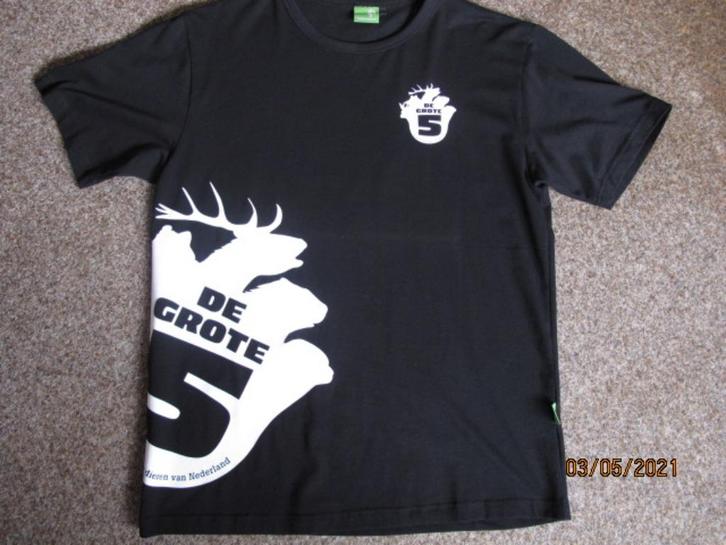 zwart t-shirt - de grote 5 - de grote vijf - maat L, Kleding | Heren, T-shirts, Zo goed als nieuw, Maat 52/54 (L), Zwart, Ophalen of Verzenden