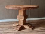 120cm Ronde landelijke kloostertafel, eettafel rond hout, Huis en Inrichting, Ophalen, Rond, Zo goed als nieuw, Vier personen