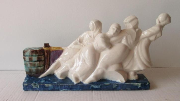 zeldzame art deco craquele figuur boottrekkers vrouwen, Antiek en Kunst, Antiek | Keramiek en Aardewerk, Verzenden