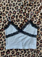 Wit zwart kant crop top, Nieuw, FB Sister, Maat 34 (XS) of kleiner, Zonder mouw