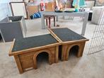 Houten nachthok met dak – 2 stuks, Minder dan 60 cm, Cavia, Ophalen of Verzenden, Zo goed als nieuw