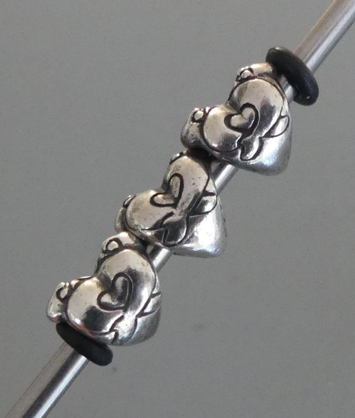 Trollbeads OMHELZENDE HARTEN (nog 2x), Sieraden, Tassen en Uiterlijk, Bedels, Zo goed als nieuw, Trollbeads, Zilver, 1 bedel, Verzenden