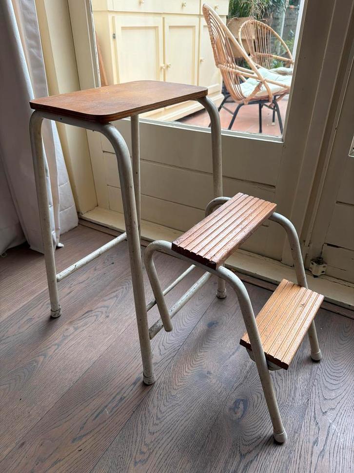Opklapbare Kruk / Trapje, Huis en Inrichting, Stoelen, Gebruikt, Eén, Hout, Wit, Ophalen