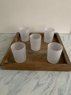 Waxine licht houders (Philips) 5 stuk incl houten blad, Nieuw, Ophalen of Verzenden, Bruin, Hout