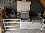 Bbq tafel met 2x gas bbq, Tuin en Terras, Ophalen, Zo goed als nieuw, Gas
