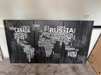 Wereldkaart Print op Canvas - 3 Delig, Huis en Inrichting, Ophalen, 125 cm of meer, 75 cm of meer, Print