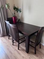 Eettafel met 4 Stoelen - Hout, Ophalen, Gebruikt, 100 tot 150 cm, 150 tot 200 cm
