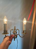 Vintage wand lampje , goudkleurig, Ophalen of Verzenden