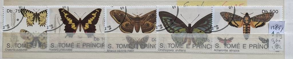 Kaveltje postzegels Sao E Principe/vlinders 2, Ophalen of Verzenden, Gestempeld, Dier of Natuur