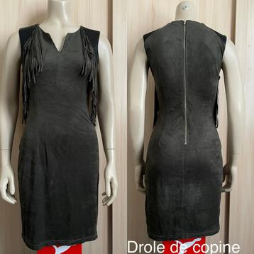 Drole de copine korte jurk tuniek suede velvet faux leer S beschikbaar voor biedingen