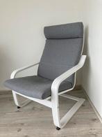 Ikea Poäng fauteuil stoel wit met grijs kussen, Huis en Inrichting, Fauteuils, Ophalen, Hout, Minder dan 75 cm, Zo goed als nieuw