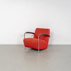 4x Leolux Scylla Fauteuil Laag Oranje Stof/Leer - Chroom, Niet ingevuld, Metaal, Niet ingevuld, 75 tot 100 cm