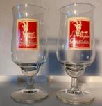 2 Grolsch Bokbier / Bockbier glazen op voet. Hoogte 16 cm., Ophalen of Verzenden, Zo goed als nieuw, Glas of Glazen, Grolsch