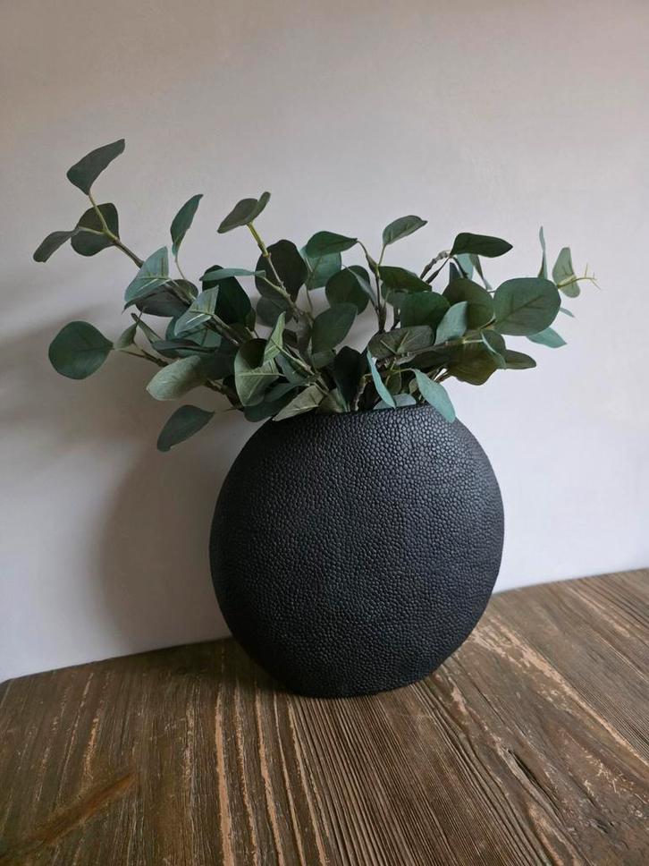 Platte Vaas met Eucalyptus Takken, Huis en Inrichting, Woonaccessoires | Vazen, Overige kleuren, Minder dan 50 cm, Ophalen