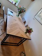 Stoere eiken tafel visgraat, Huis en Inrichting, Tafels | Eettafels, Ophalen, Industrieel, stoer, klassiek, Eikenhout, 200 cm of meer