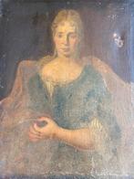 Groot 18e eeuws schilderij, portret van een dame in blauw., Ophalen of Verzenden