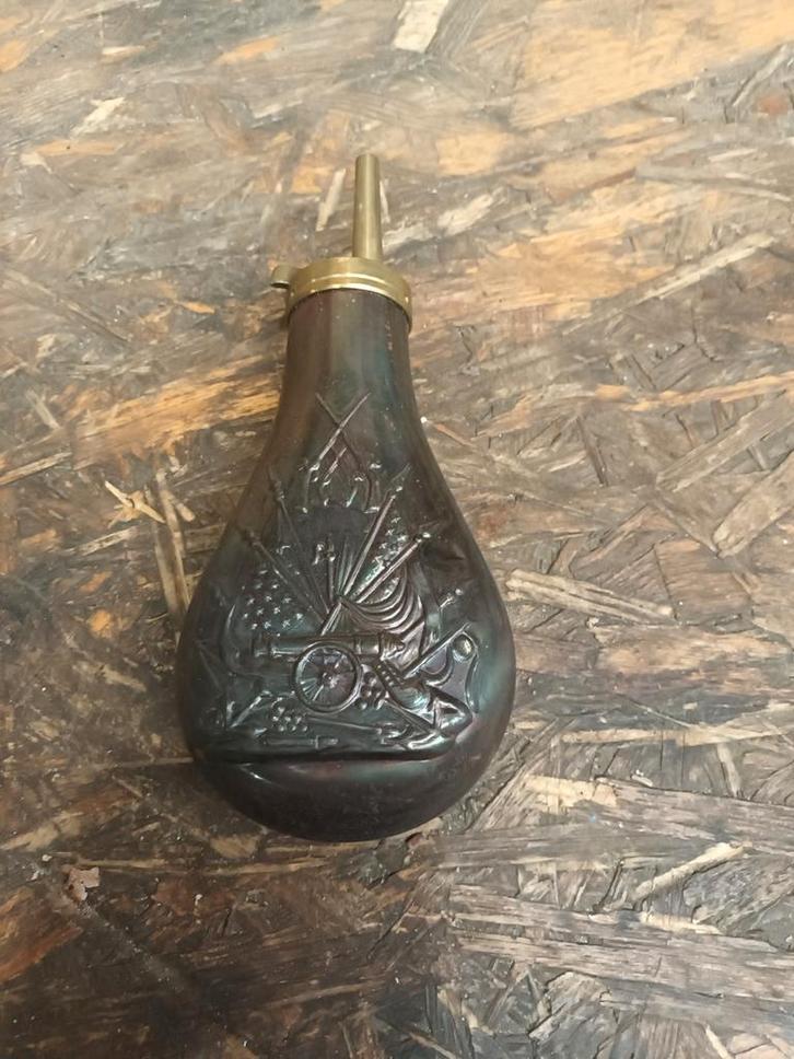 Antieke Zwartkruit Hoorn met Kanon, Antiek en Kunst, Antiek | Overige Antiek, Ophalen of Verzenden