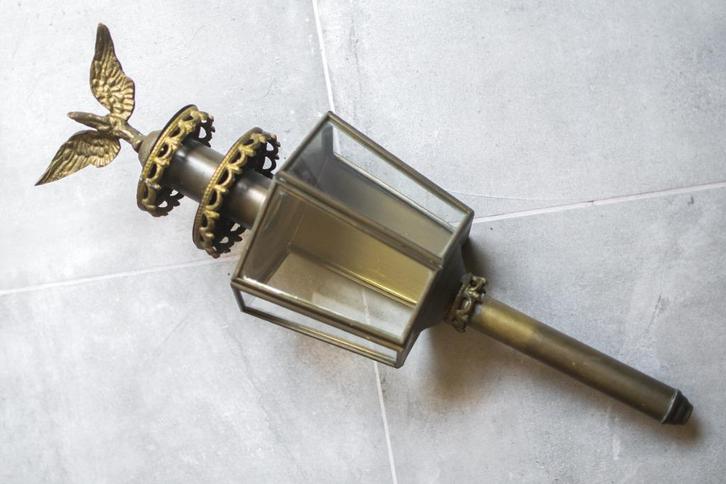 Vintage, brocante lantaarn, koetslamp, lamp, licht, kaars, Antiek en Kunst, Curiosa en Brocante, Ophalen