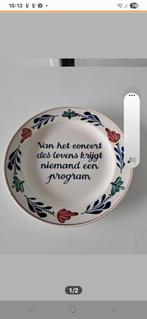 Boerenbont wandbord met spreuk, Ophalen, Overige typen, Zo goed als nieuw, Aardewerk