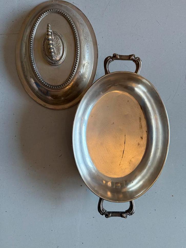 Verzilverde Dekschal met Deksel, Antiek en Kunst, Antiek | Goud en Zilver, Zilver, Ophalen