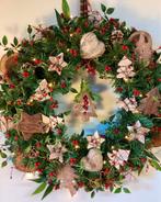 Unieke rustiek kerstkrans met natuulijke versiering 60 cm, Huis en Inrichting, Woonaccessoires | Kransen, Ophalen of Verzenden
