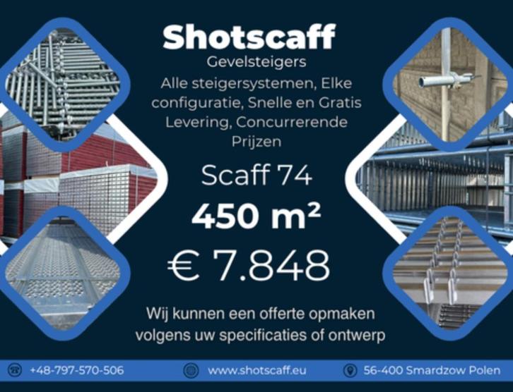 Nieuwe gevelsteiger Plettac | 450 m² | Snelle levering, Doe-het-zelf en Verbouw, Steigers, Nieuw, Gevelsteiger, 5 meter of hoger