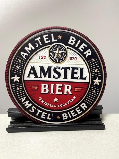 Amstel Bier metalen reclamebord rond, Verzamelen, Biermerken, Nieuw, Reclamebord, Plaat of Schild, Amstel, Ophalen of Verzenden