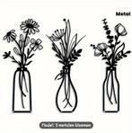 Metalen Bloemen Wanddecoratie - 3 Stuks, Ophalen of Verzenden, Nieuw