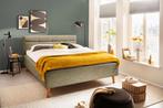 Tweepersoons modern bed Claudia met 2 bodems en opbergruimte, Design Modern in diverse kleuren, Verzenden, Beige, 180 cm