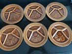 6 vintage Sarrequemines France fondeu/gourmerborden okergeel, Ophalen of Verzenden