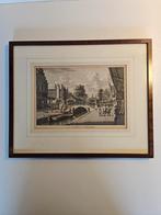 Antieke prent van de Vismarkt in Leeuwarden, Ophalen of Verzenden