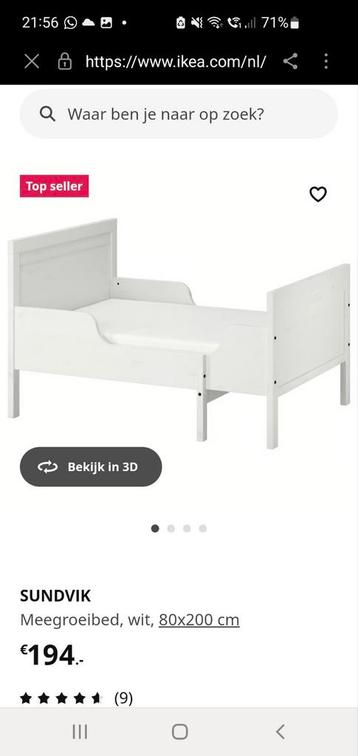 Meegroeibed Sundvik met extra hekje en evt. Matras. beschikbaar voor biedingen