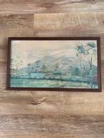 Aquarel Landschap Ingelijst schilder G.v.W, Ophalen of Verzenden