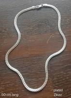 Verzilverde Snake Ketting - 50cm, Met hanger, Ophalen of Verzenden, Zo goed als nieuw, Zilver