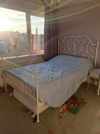 Stevig stalen bed ikea 140 x 200 met stevig dik matras, Ophalen, Gebruikt, Wit, Tweepersoons