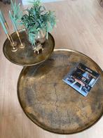 Wegens verhuizing te koop set van 2 gouden salon tafels €400, Ophalen, 50 tot 75 cm, Rond, 50 tot 100 cm