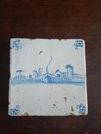 Antieke Delftsblauwe tegel: landschap, Antiek en Kunst, Antiek | Wandborden en Tegels, Ophalen of Verzenden