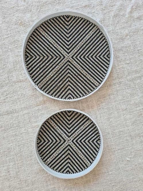 Ronde kralen bamboe dienblad 4 uit Bali, Huis en Inrichting, Woonaccessoires | Dienbladen, Nieuw, Hout, Rond, Ophalen of Verzenden