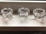 3 waxine houders van kristal, Huis en Inrichting, Woonaccessoires | Kandelaars en Kaarsen, Minder dan 25 cm, Overige materialen