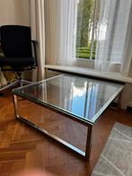 Design salon tafel glas & chroom, Ophalen, Gebruikt, 50 tot 100 cm, Glas