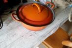 vintage oranje emaille gietijzer pan, Antiek en Kunst, Antiek | Emaille, Ophalen