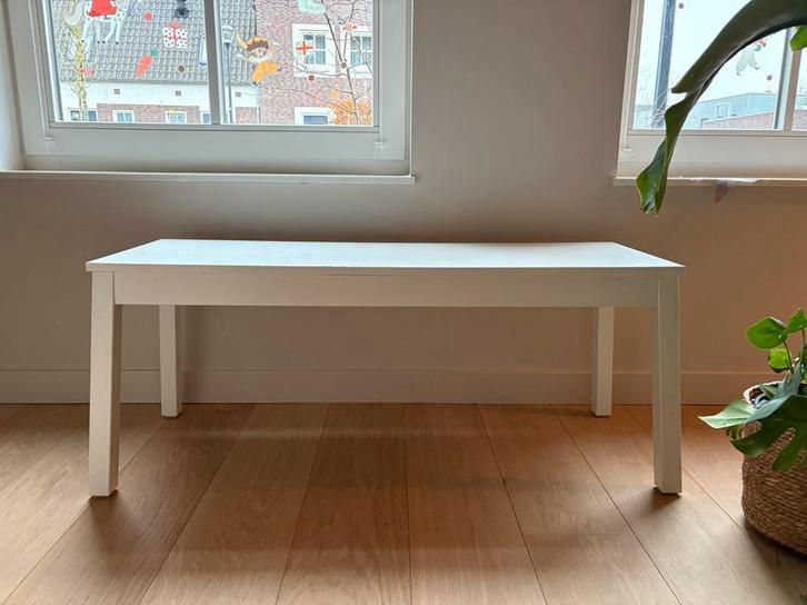 Wit bankje/tafeltje IKEA, Huis en Inrichting, Tafels | Sidetables, Gebruikt, 25 tot 50 cm, 100 tot 150 cm, Rechthoekig, Overige houtsoorten