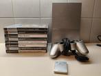 PlayStation 2 Slim Zilver + Games + Memory Card, Spelcomputers en Games, Spelcomputers | Sony PlayStation 2, Gebruikt, Met games