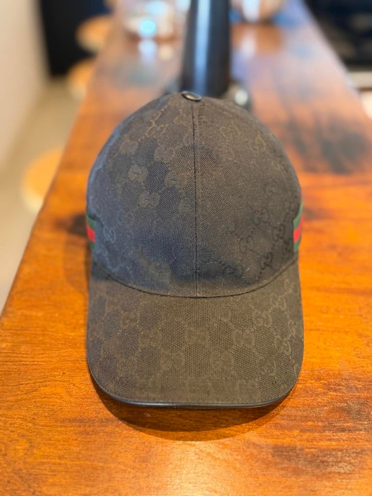 Gucci GG Canvas Baseball Pet zwart maat M, Ophalen of Verzenden, Zo goed als nieuw, 58 of 59 cm (L, 7¼ of ⅜ inch), Pet