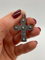 Z358 Prachtige zilveren kruis hanger, Ophalen of Verzenden, X, Kruis of Symbool, Zilver