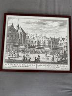 Oude Prent Den Haag - Groenmarkt, Antiek en Kunst, Kunst | Etsen en Gravures, Ophalen of Verzenden