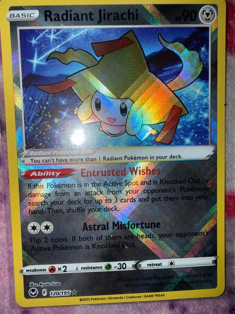 Radiant Jirachi - Pokémon kaart, Ophalen of Verzenden, Zo goed als nieuw, Losse kaart, Foil