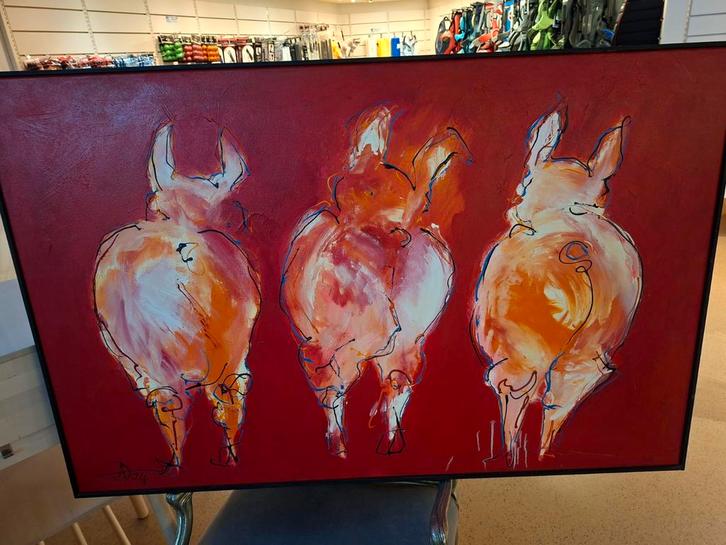 Gesigneerd Schilderij - Drie Varkentjes, Antiek en Kunst, Kunst | Schilderijen | Klassiek, Ophalen